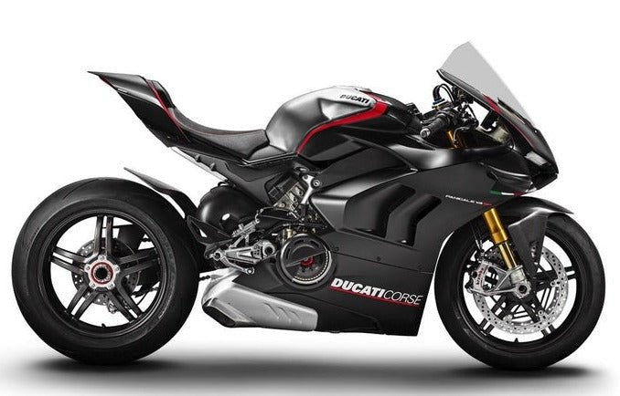 Ducati Panigale V4S Fairings (2020-2021) Black Gloss, Silver, Red from KingsMotorcycleFairings.com