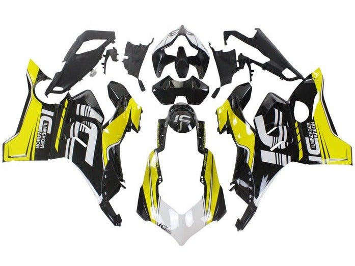 Ducati Panigale V4S Fairings (2020-2021) Black, Yellow, White at KingsMotorcycleFairings.com