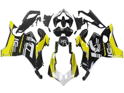 Ducati Panigale V4S Fairings (2020-2021) Black, Yellow, White at KingsMotorcycleFairings.com