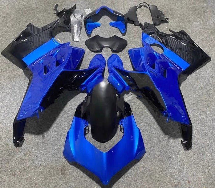 Ducati Panigale V4S Fairings (2020-2021) Blue, Black from KingsMotorcycleFairings.com