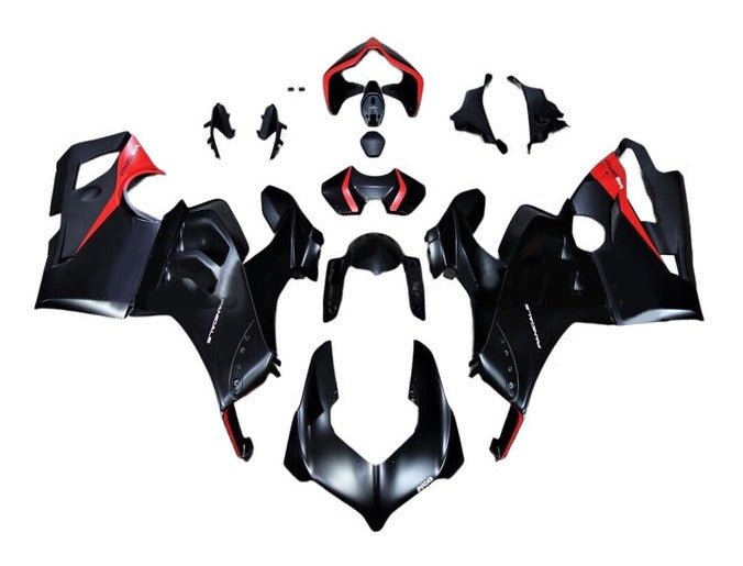 Ducati Panigale V4S Fairings (2020-2021) Matte Black, Red at KingsMotorcycleFairings.com