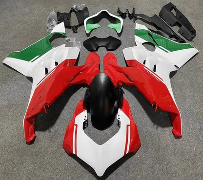 Ducati Panigale V4S Fairings (2020-2021) Red, White, Green from KingsMotorcycleFairings.com