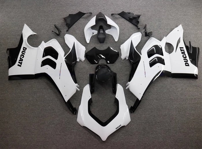 Ducati Panigale V4S Fairing set (2020-2021) White Gloss, Black Gloss at KingsMotorcycleFairings.com