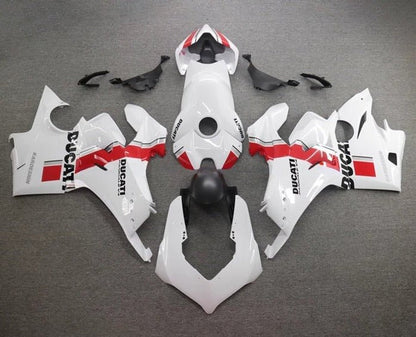 Ducati Panigale V4S Fairings (2020-2021) White, Black, Red Stripe at KingsMotorcycleFairings.com