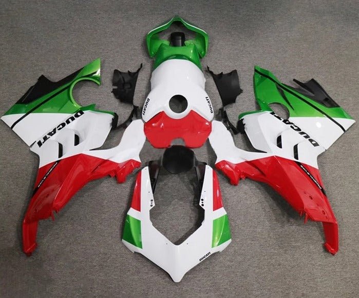 Ducati Panigale V4S Fairing set (2020-2021) White, Green, Red at KingsMotorcycleFairings.com