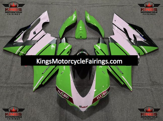 Ducati 959 Panigale Fairings (2015-2020) Green Pink, Black at KingsMotorcycleFairings.com 