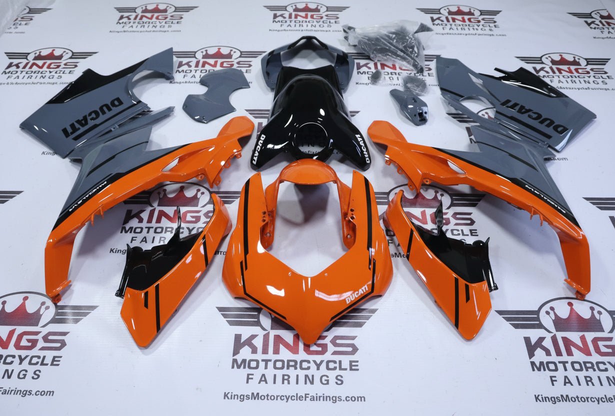 Ducati Panigale V4 Fairings (2018-2019) Orange, Gray, Black from KingsMotorcycleFairings.com
