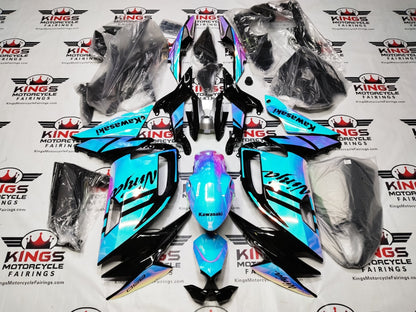 Fairing Kit for Kawasaki Ninja 650 (2020-2025) Chrome Chameleon, Blue, Pink from KingsMotorcycleFairings.com