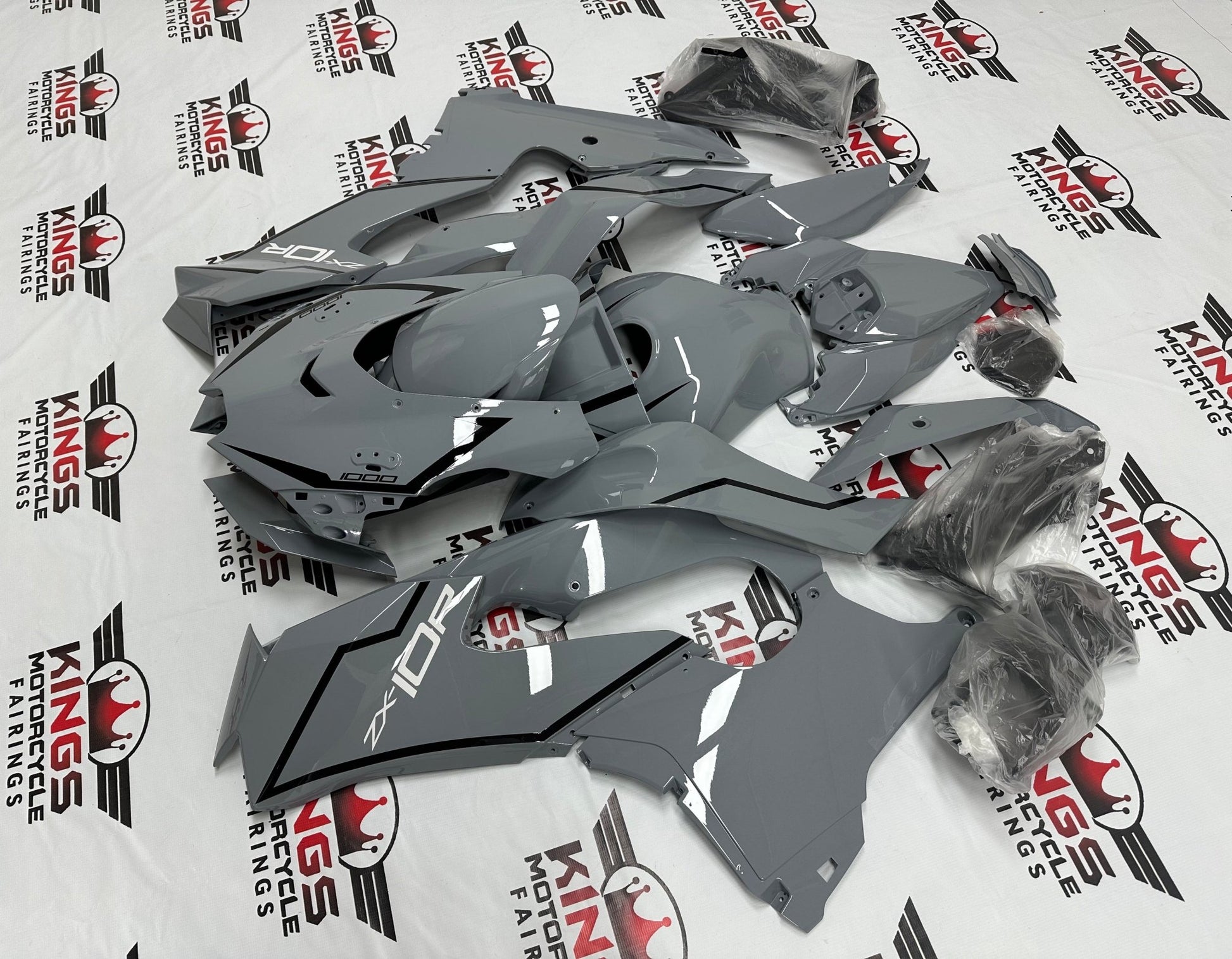 Fairing Kit for Kawasaki Ninja ZX10R (2021-2025) Nardo Gray, Black, White from KingsMotorcycleFairings.com