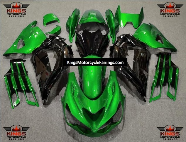 Fairing kit for a Kawasaki Ninja ZX14R (2012-2021) Green, Black at KingsMotorcycleFairings.com