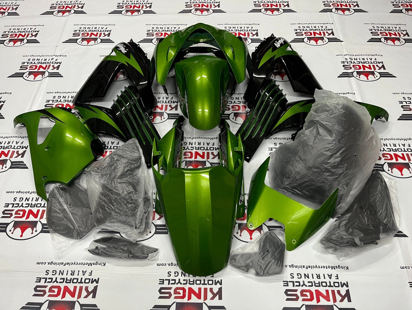 Fairing kit for a Kawasaki Ninja ZX14R (2006-2011) Green, Black, White at KingsMotorcycleFairings.com