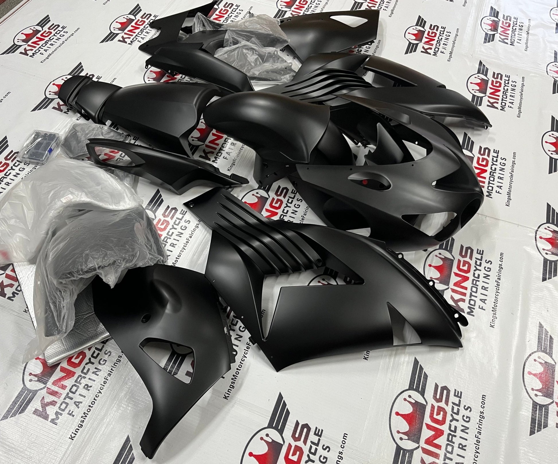 Fairing kit for a Kawasaki Ninja ZX14R (2006-2011) Matte Black at KingsMotorcycleFairings.com
