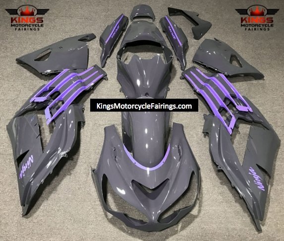 Fairings for Kawasaki Ninja ZX14R (2012-2024) Nardo Gray, Purple at KingsMotorcycleFairings.com
