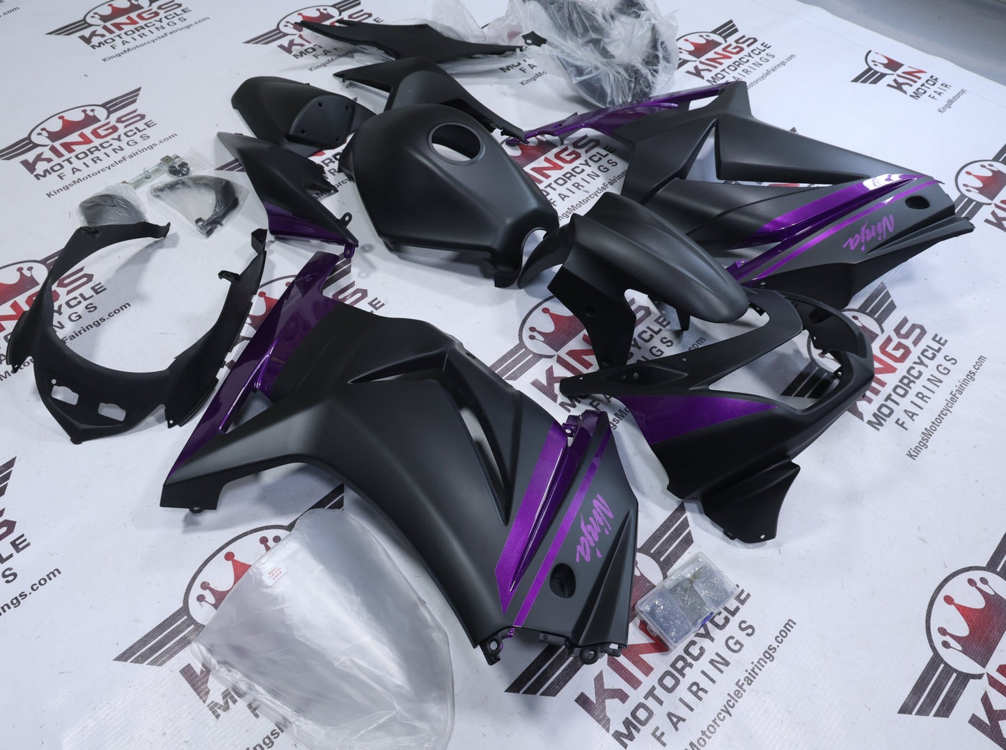 Fairings for Kawasaki Ninja 250R (2008-2013) Matte Black, Purple at KingsMotorcycleFairings.com
