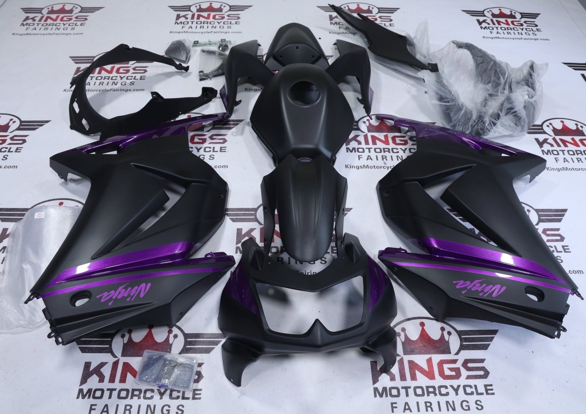 Fairings for Kawasaki Ninja 250R (2008-2013) Matte Black, Purple from KingsMotorcycleFairings.com