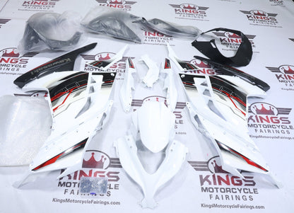 Fairings for Kawasaki Ninja 300 (2013-2024) White, Black, Red, Gray Stripes at KingsMotorcycleFairings.com