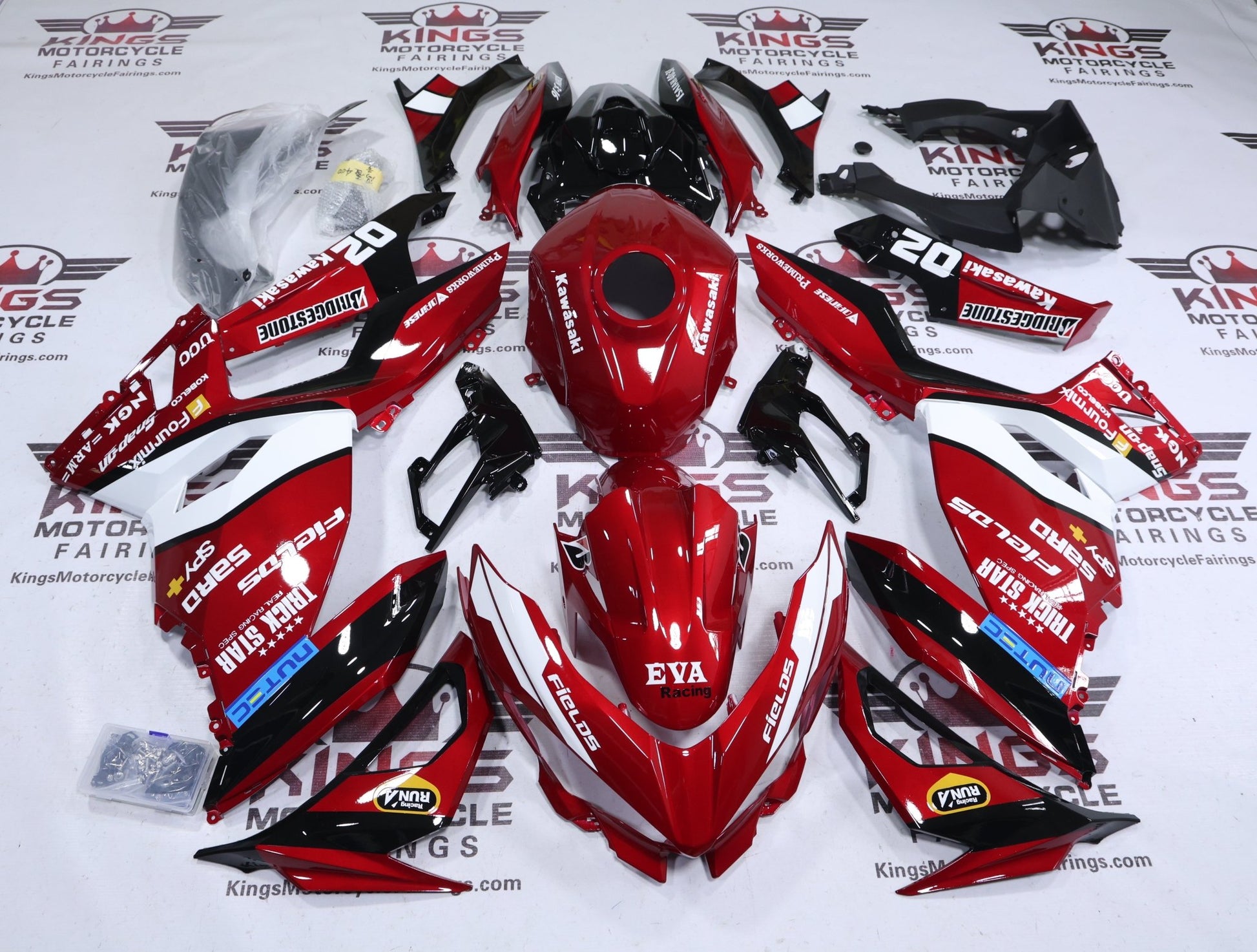 Fairings for Kawasaki Ninja 400 (2018-2023) Candy Red Trick Star at KingsMotorcycleFairings.com