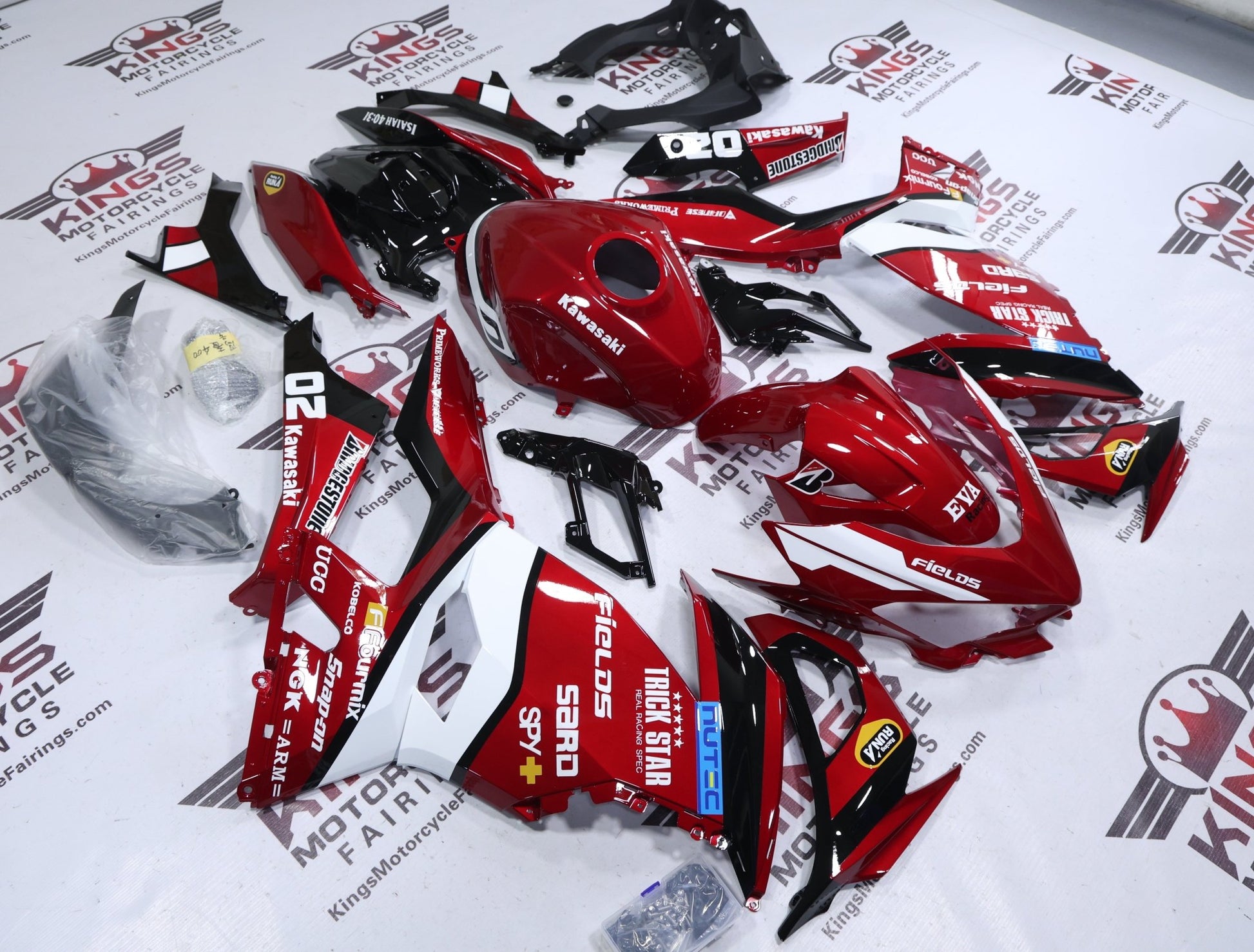 Fairings for Kawasaki Ninja 400 (2018-2023) Candy Red Trick Star from KingsMotorcycleFairings.com