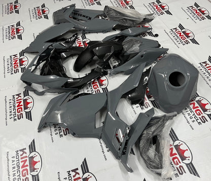 Fairings for Kawasaki Ninja 400 (2018-2023) Dark Nardo Gray, Faux Carbon Fiber at KingsMotorcycleFairings.com