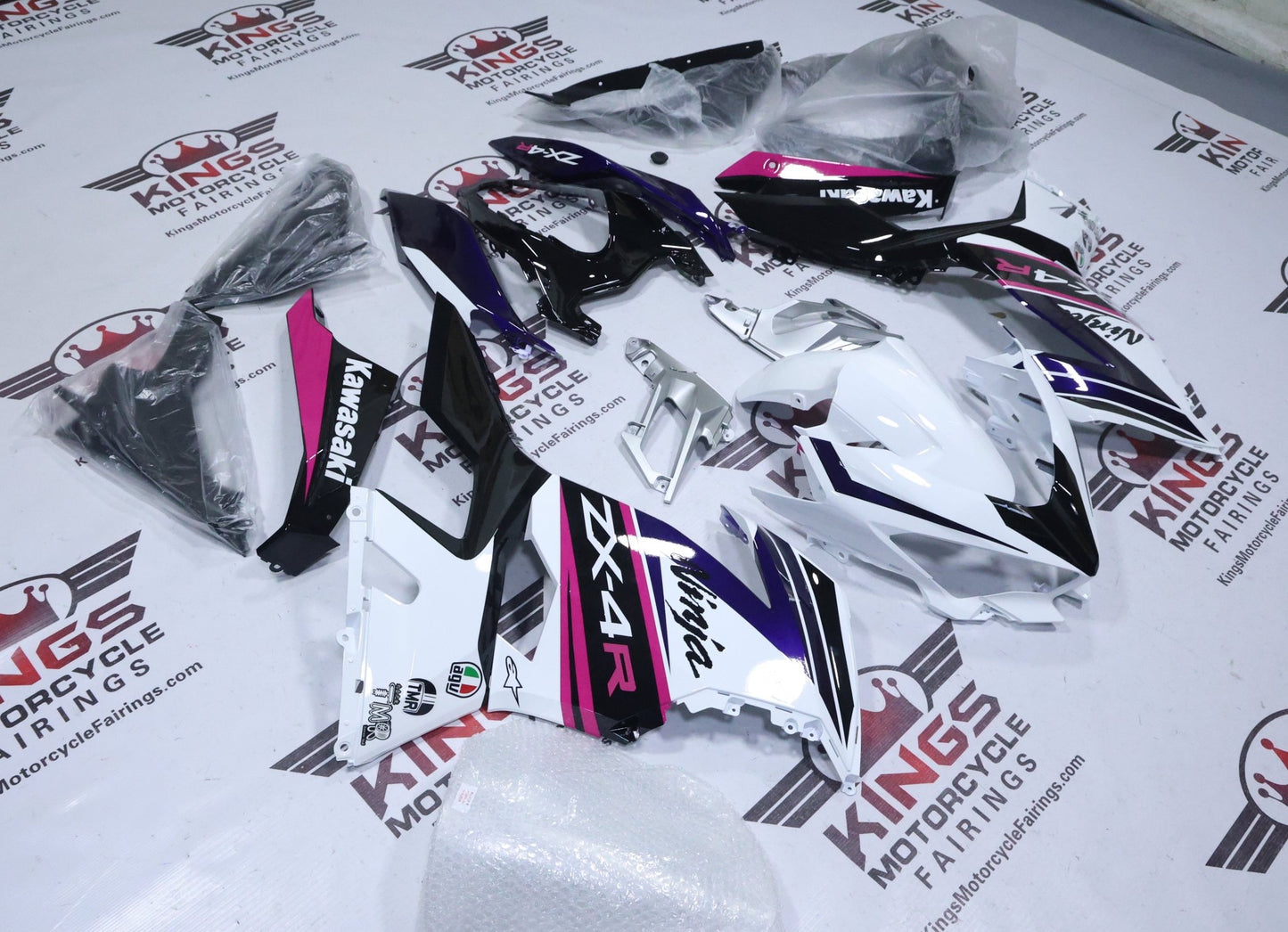 Fairings for Kawasaki Ninja 400 (2018-2023) White, Pink, Purple at KingsMotorcycleFairings.com