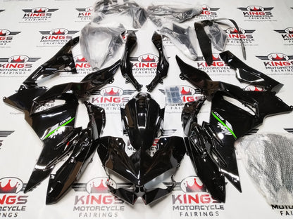 Fairings for Kawasaki Ninja 500 (2024-2025) Black, Green Stripe at KingsMootrcycleFairings.com