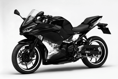 Fairings for Kawasaki Ninja 500 (2024-2025) Black, White Spray at KingsMotorcycleFairings.com