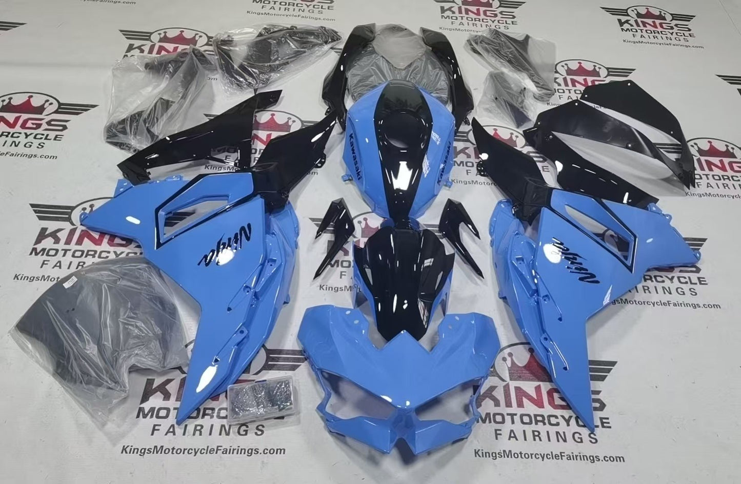 Fairings for Kawasaki Ninja 500 (2024-2025) Blue, Black at KingsMotorcycleFairings.com