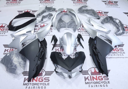 Fairings for Kawasaki Ninja 500 (2024-2025) Matte Black, Silver at KingsMotorcycleFairings.com