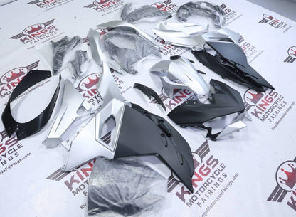 Fairings for Kawasaki Ninja 500 (2024-2025) Matte Black, Silver from KingsMotorcycleFairings.com