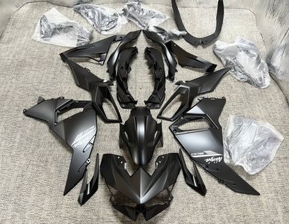 Fairings for Kawasaki Ninja 500 (2024-2025) Matte Black, White at KingsMotorcycleFairings.com
