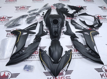 Fairings for Kawasaki Ninja 650 (2017-2019) Matte Black, Matte Gold from KingsMotorcycleFairings.com
