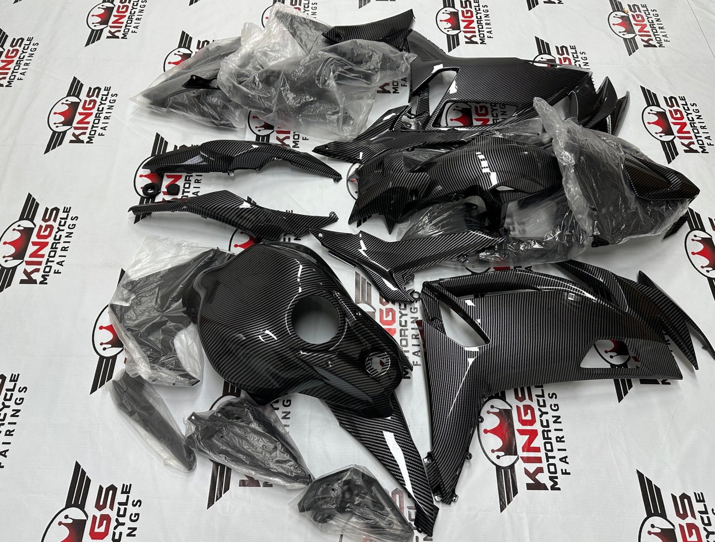 Fairings for Kawasaki Ninja 650 (2020-2025) All Faux Carbon Fiber from KingsMotorcycleFairings.com