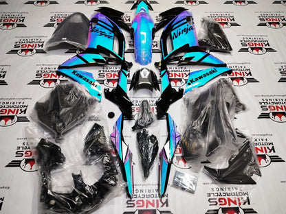 Fairings for Kawasaki Ninja 650 (2020-2025) Chrome Chameleon, Blue, Pink from KingsMotorcycleFairings.com