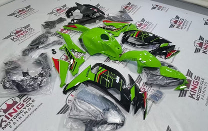 Fairings for Kawasaki Ninja 650 (2020-2025) Striped Green, Black, Red at KingsMotorcycleFairings.com