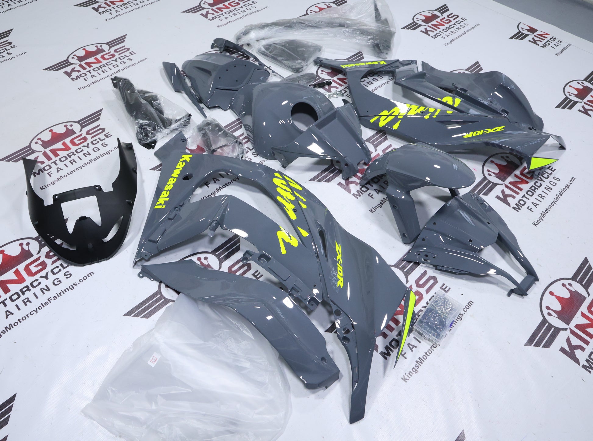 Fairings for Kawasaki Ninja ZX10R (2011-2015) Nardo Gray, Yellow at KingsMotorcycleFairings.com
