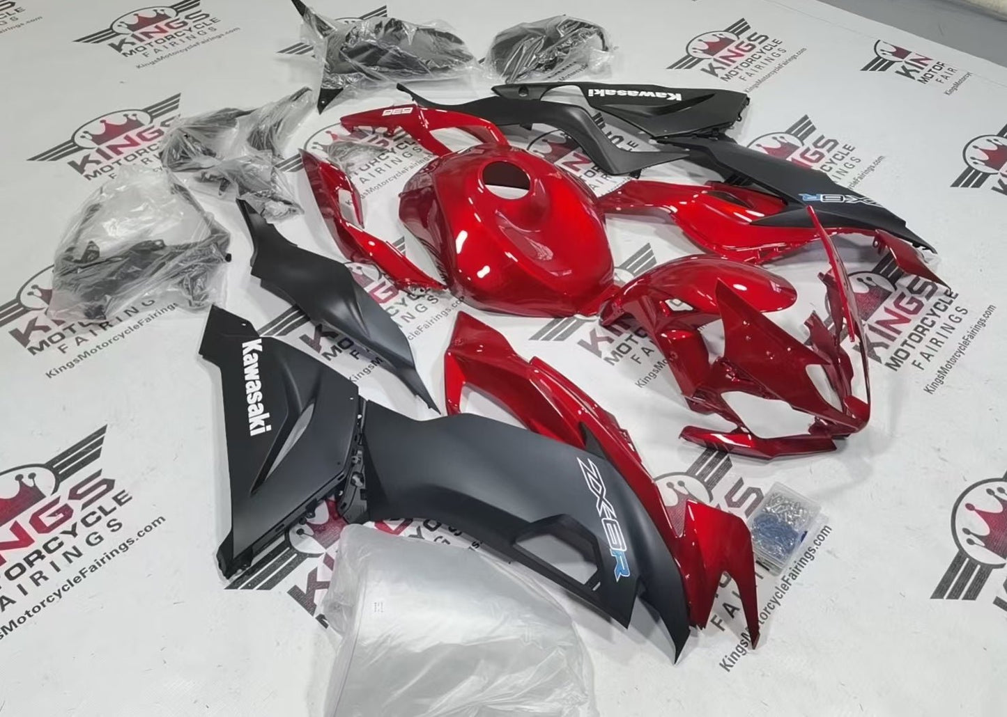 Fairings for Kawasaki Ninja ZX6R 636 (2019-2023) Red, Matte Black at KingsMotorcycleFairings.com