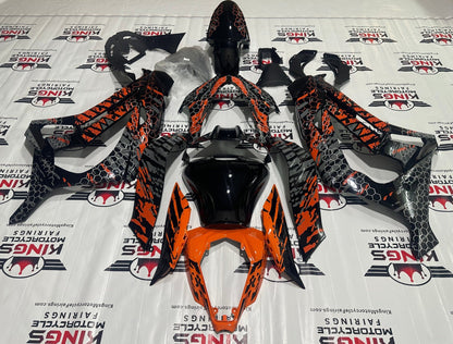 Kawasaki ZX10R Fairings (2016-2020) Black, Red, Gray Honeycomb at KingsMotorcycleFairings.com