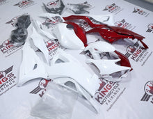 Fairings for Kawasaki ZX6R 636 (2024-2025) White, Red Candy Half Split at KingsMotorcycleFairings.com
