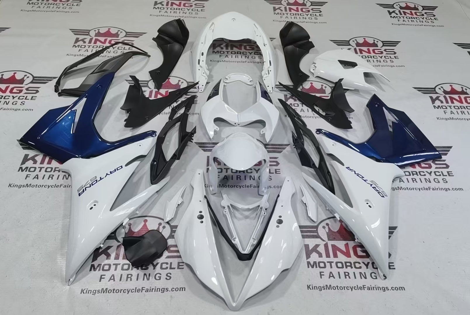 Fairings for Triumph Daytona 675 (2013-2016) White, Navy Blue from KingsMotorcycleFairings.com