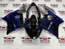HONDA CBR1100XX Super Blackbird Fairings (1996-2007) Black, Blue Flames at KingsMotorcycleFairings.com