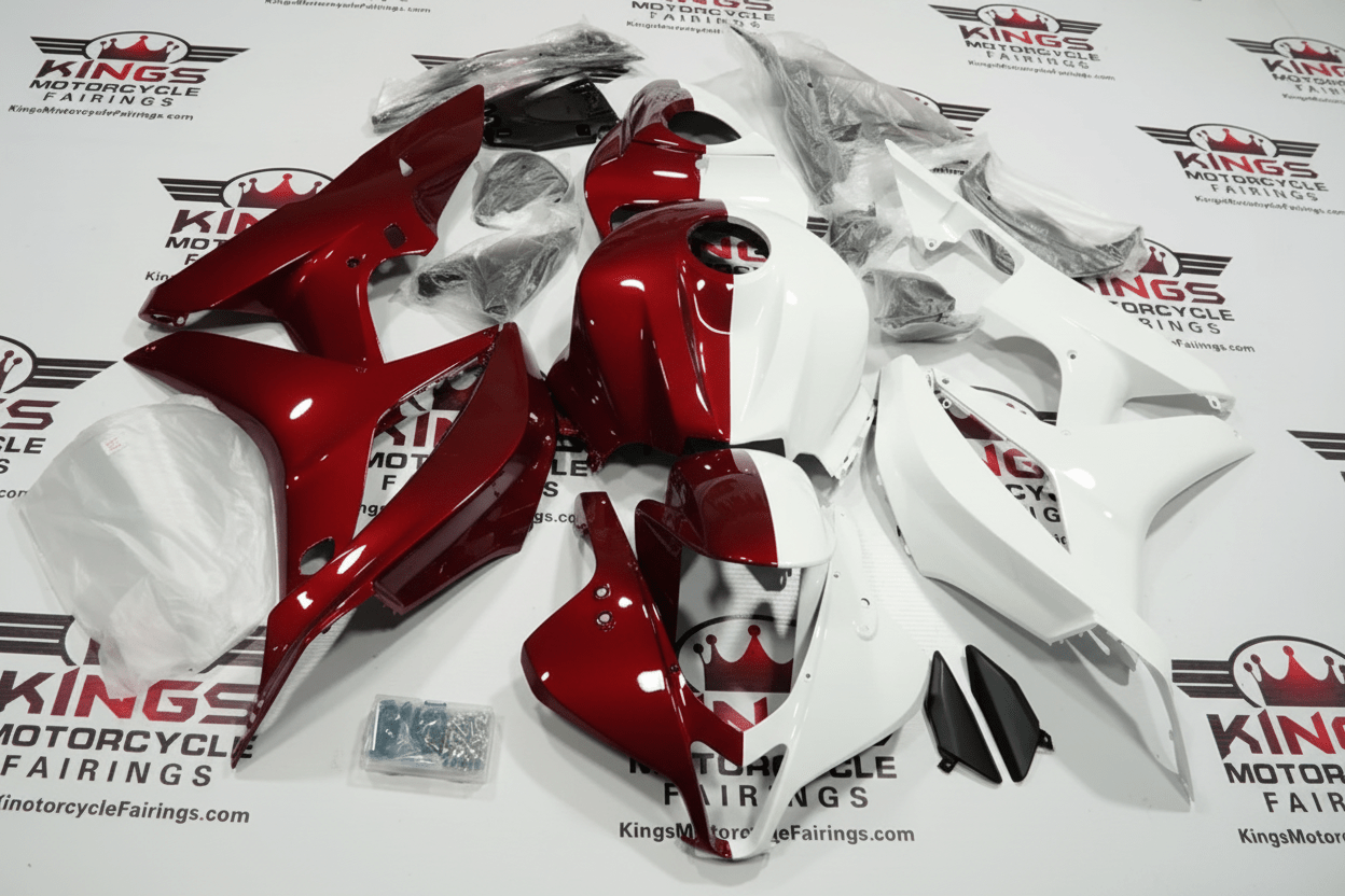 HONDA CBR600RR Fairings (2007-2008) Red Candy, White Split at KingsMotorcycleFairings.com