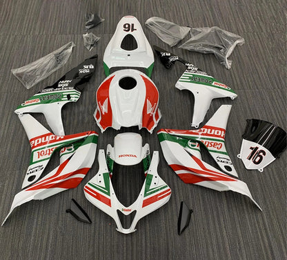 Honda CBR600RR Fairings (2007-2008) White, Red, Green Castrol 16 at KingsMotorcycleFairings.com