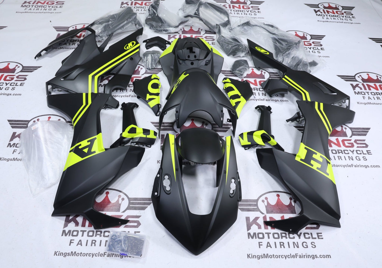 Honda CBR1000RR Fairing Kit (2017-2025) Matte Black, Neon Yellow at KingsMotorcycleFairings.com