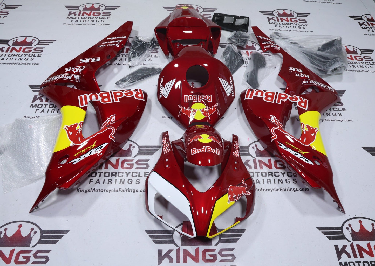Honda CBR1000RR Fairing Set (2006-2007) Candy Red RedBull at KingsMotorcycleFairings.com