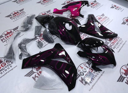 Honda CBR1000RR Fairing Set (2008-2011) Black, Pink Flame at KingsMotorcycleFairings.com