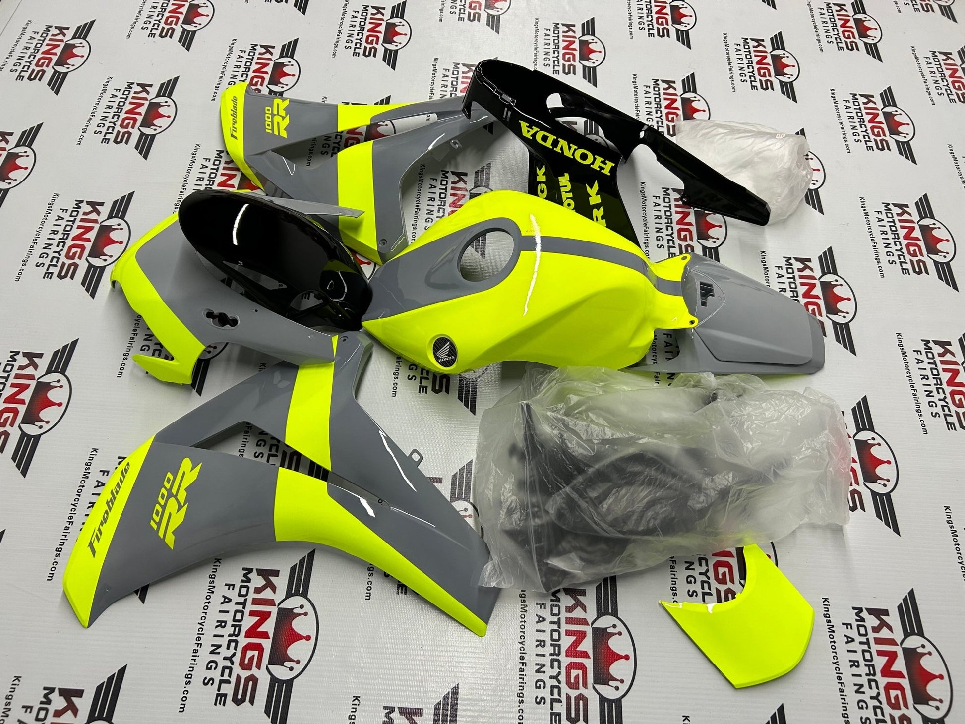 Honda CBR1000RR Fairing Set (2008-2011) Neon Yellow, Gray, Black at KingsMotorcycleFairings.com