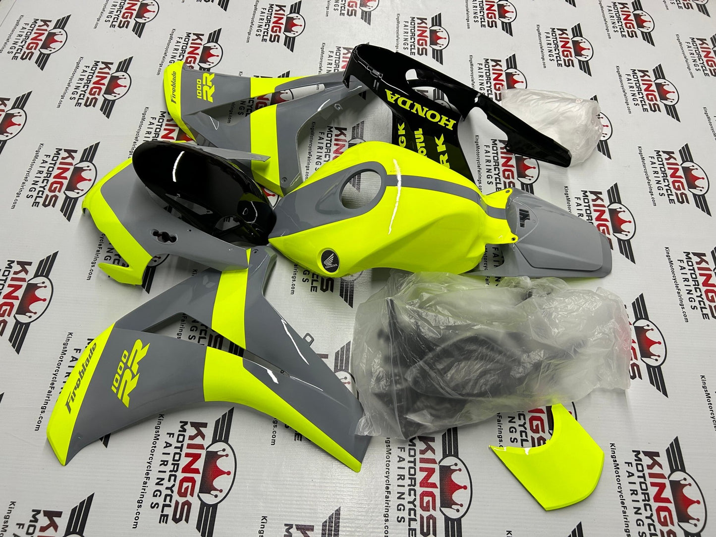 Honda CBR1000RR Fairing Set (2008-2011) Neon Yellow, Gray from KingsMotorcycleFairings.com