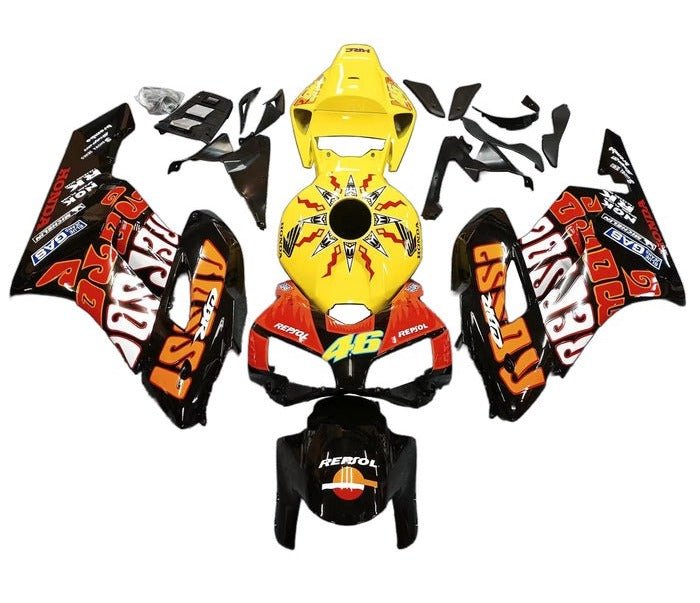 Honda CBR 1000RR Fairings (2004-2005) Black, Orange, Yellow, Rossi at KingsMotorcycleFairings.com