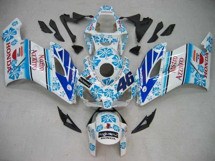 Honda CBR 1000RR Fairings (2004-2005) White, Blue Nastro Azzurro at KingsMotorcycleFairings.com