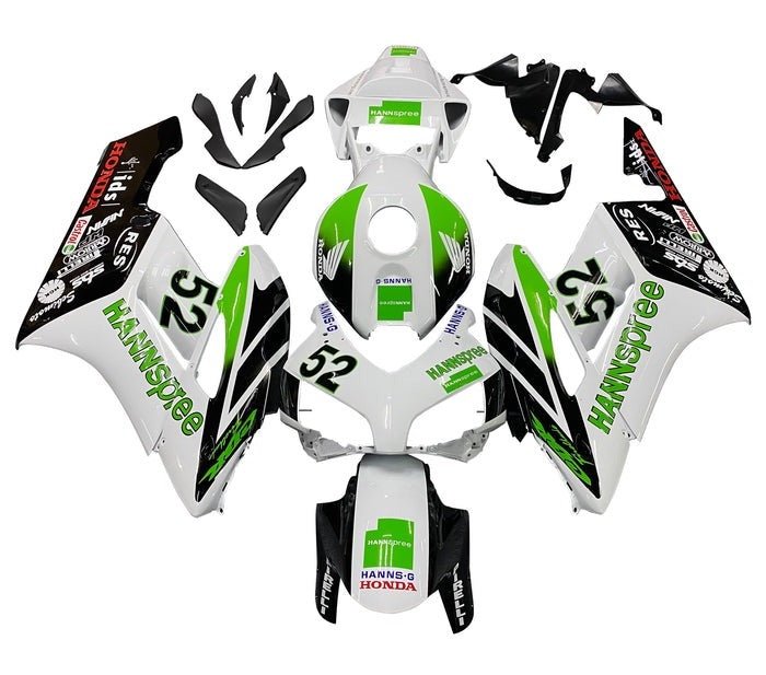Honda CBR 1000RR Fairings (2004-2005) White, Green HANNspree at KingsMotorcycleFairings.com
